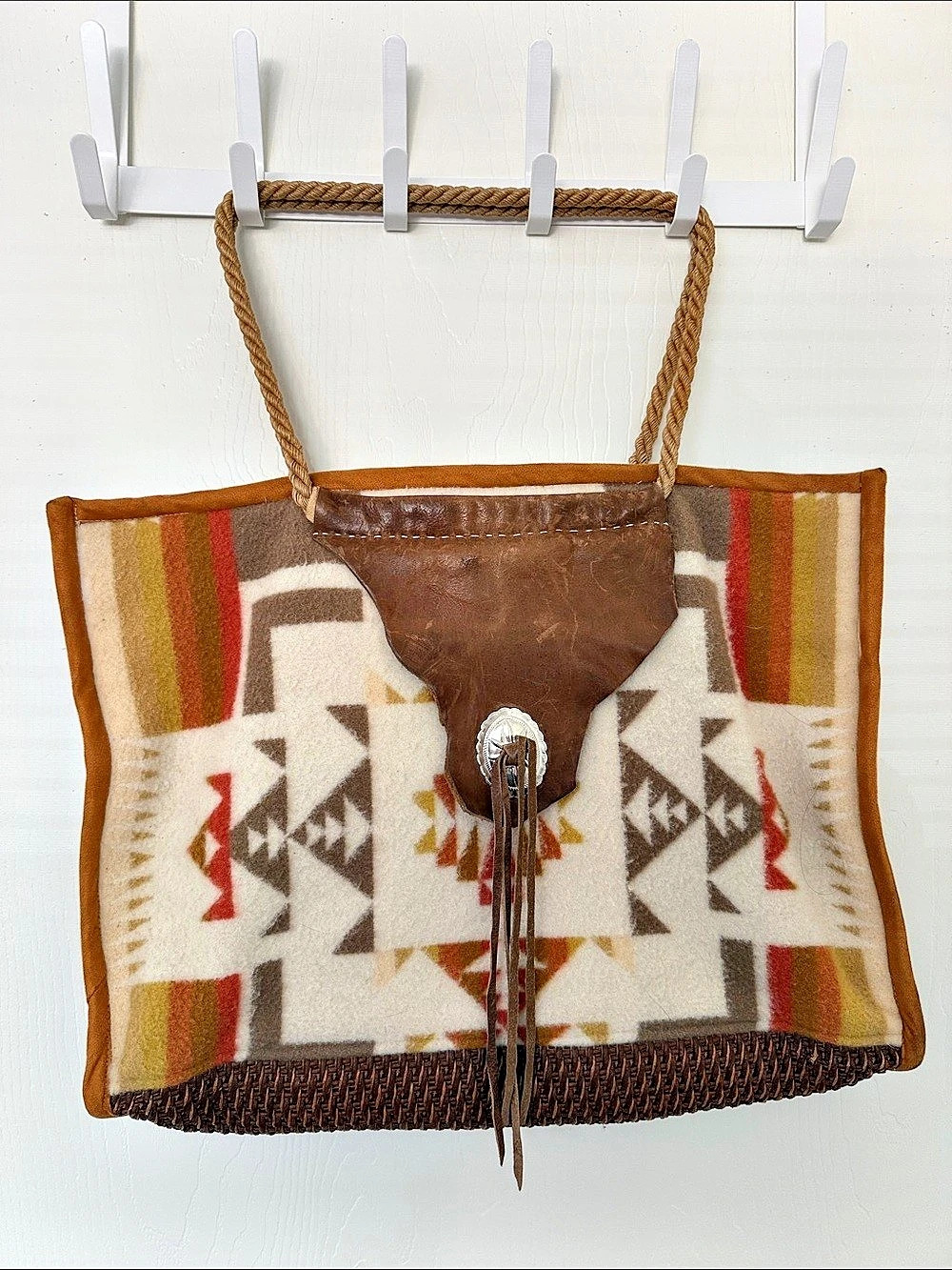 Geometric Brown & Multicolor Tote